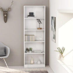 5-Tier Book Cabinet High Gloss White 60x24x175 cm Chipboard