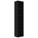 Book Cabinet Black Engineered Wood