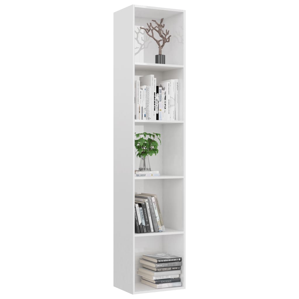 Book Cabinet High Gloss White 40x30x189 cm Chipboard