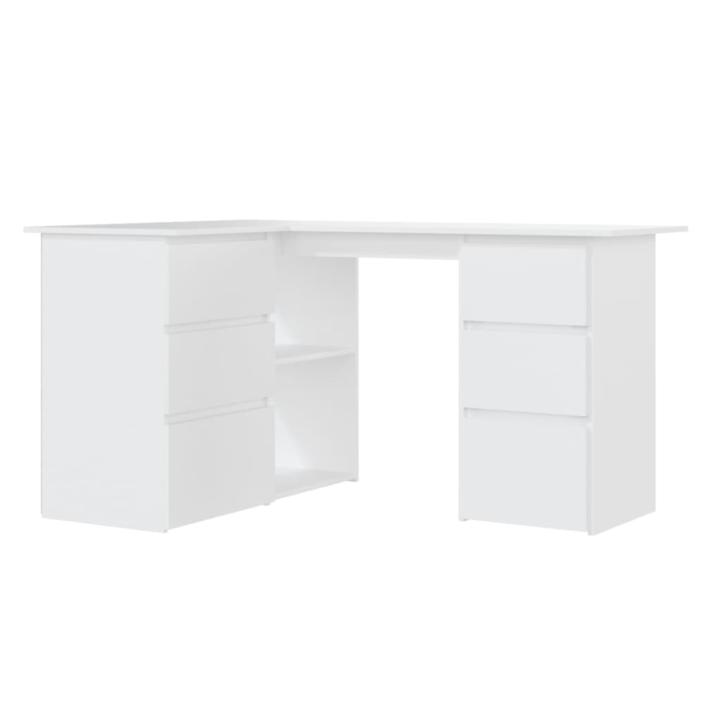 White Corner Desk 4 Drawers Storage Shelves | HomeAndLiving