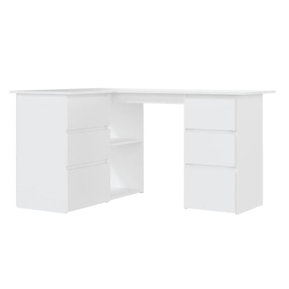 White Corner Desk 4 Drawers Storage Shelves | HomeAndLiving