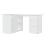 White Corner Desk 4 Drawers Storage Shelves | HomeAndLiving