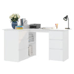 White Corner Desk 4 Drawers Storage Shelves | HomeAndLiving