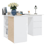 White Corner Desk 4 Drawers Storage Shelves | HomeAndLiving