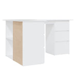White Corner Desk 4 Drawers Storage Shelves | HomeAndLiving
