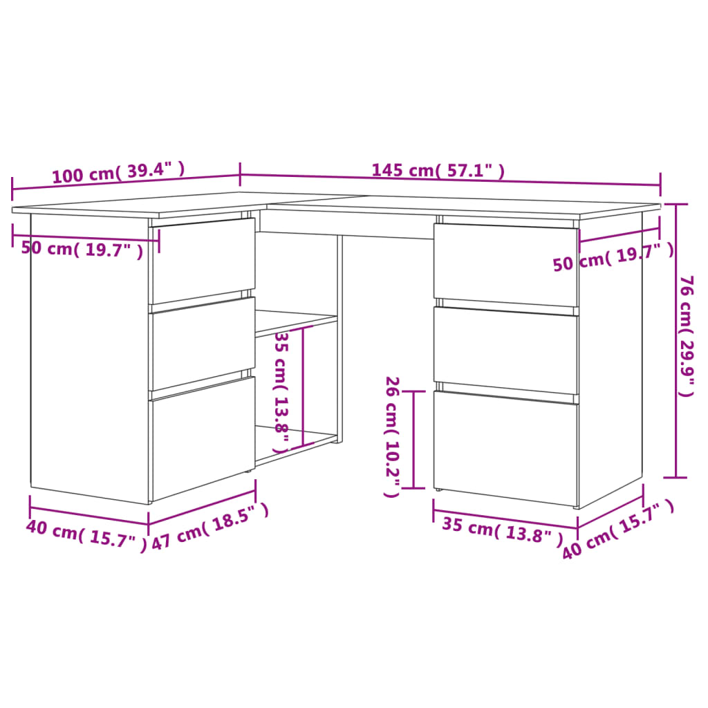 White Corner Desk 4 Drawers Storage Shelves | HomeAndLiving