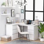 White Corner Desk 4 Drawers Storage Shelves | HomeAndLiving
