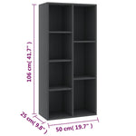 Book Cabinet Grey 50x25x106 cm Chipboard