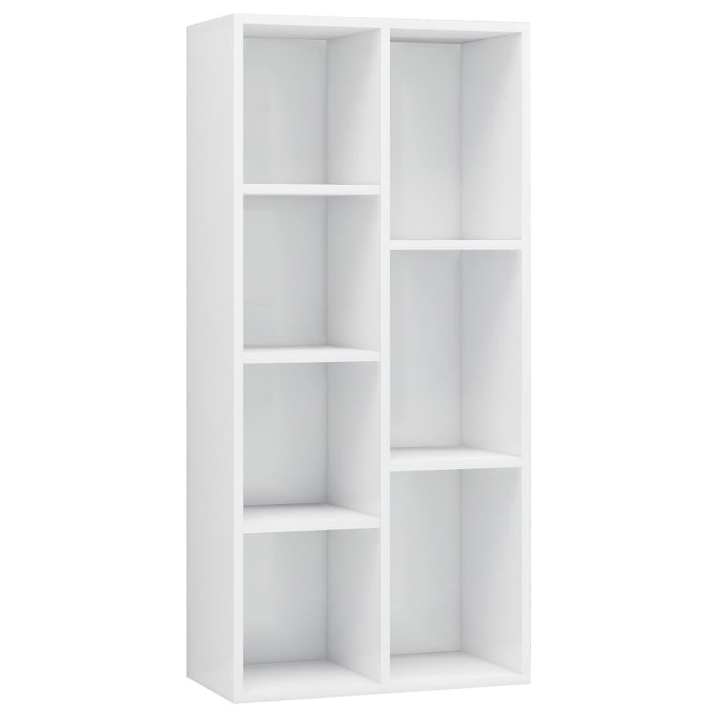 Book Cabinet High Gloss White 50x25x106 cm Chipboard