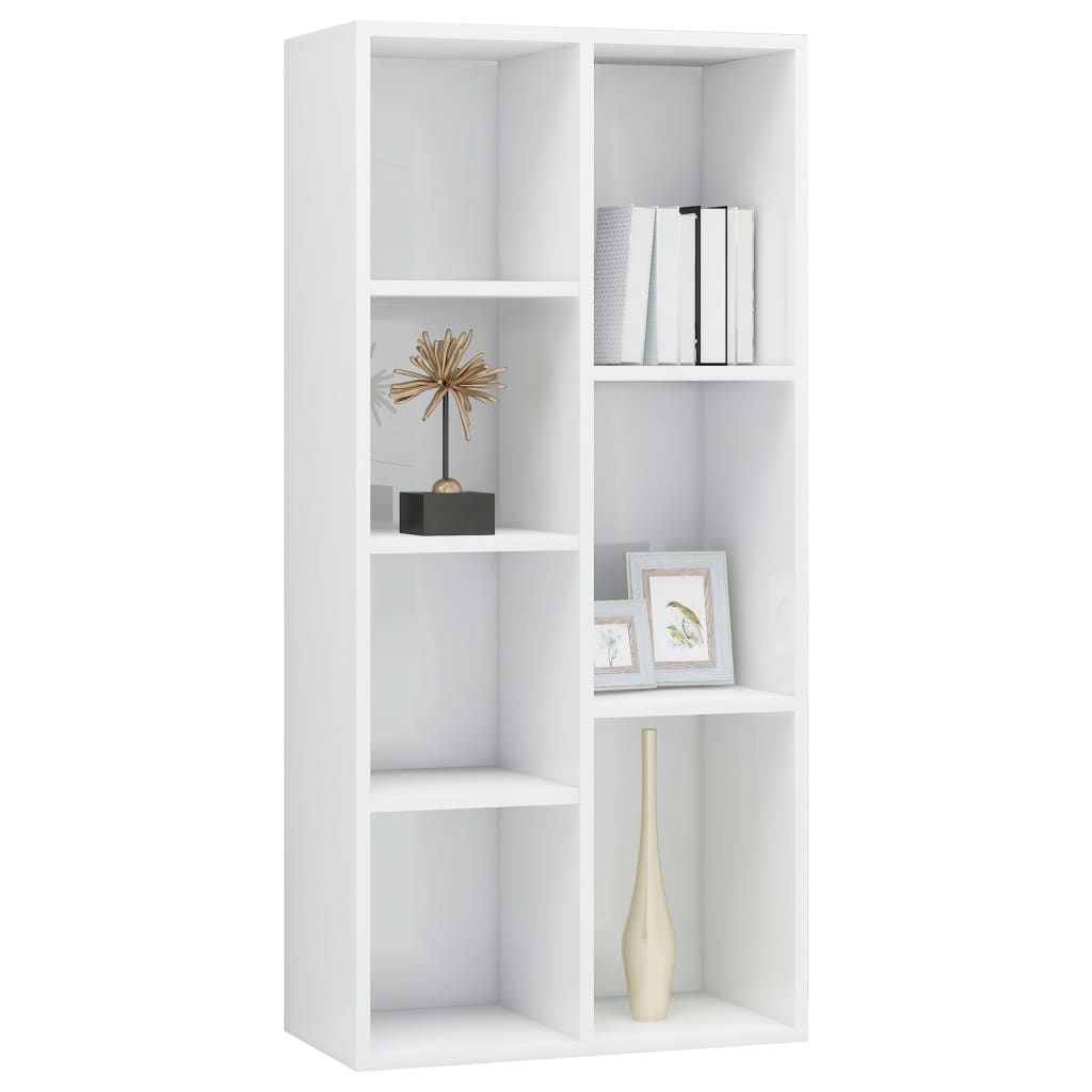 Book Cabinet High Gloss White 50x25x106 cm Chipboard