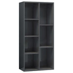 Book Cabinet High Gloss Grey 50x25x106 cm Chipboard