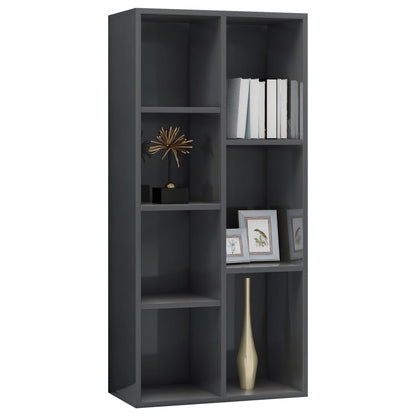 Book Cabinet High Gloss Grey 50x25x106 cm Chipboard