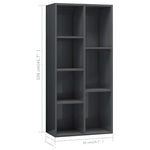 Book Cabinet High Gloss Grey 50x25x106 cm Chipboard