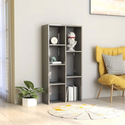 Book Cabinet High Gloss Grey 50x25x106 cm Chipboard