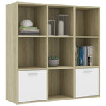 Book Cabinet White and Sonoma Oak 98x30x98 cm Chipboard