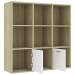 Book Cabinet White and Sonoma Oak 98x30x98 cm Chipboard