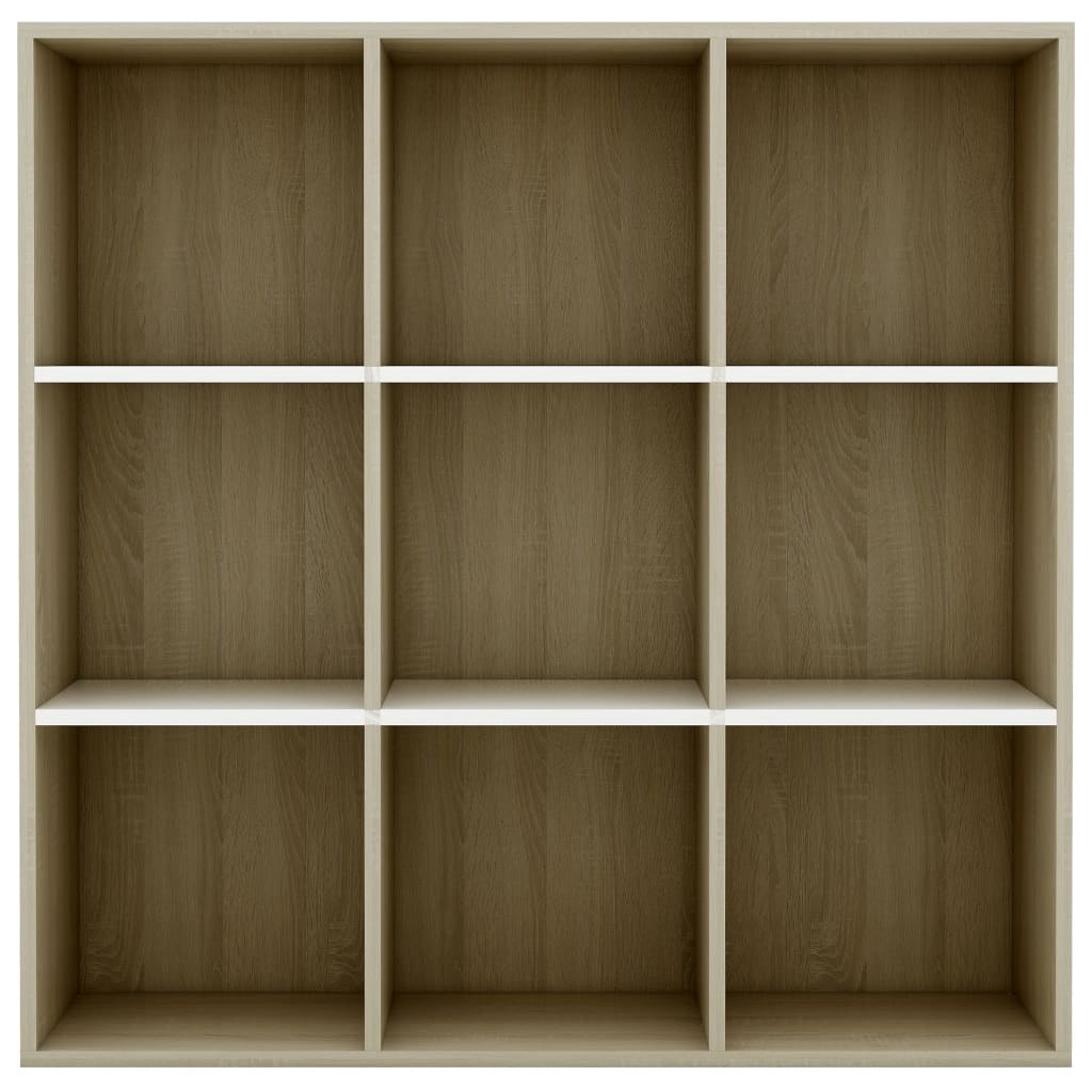 Book Cabinet White and Sonoma Oak 98x30x98 cm Chipboard