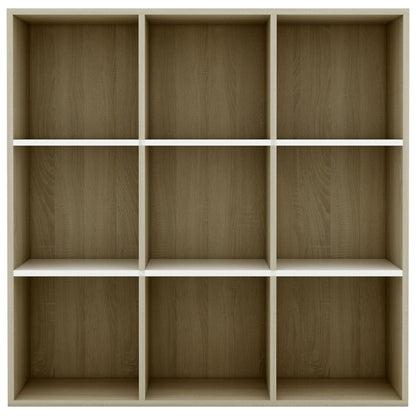 Book Cabinet White and Sonoma Oak 98x30x98 cm Chipboard
