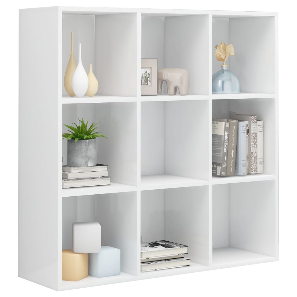 Book Cabinet High Gloss White 98x30x98 cm Chipboard