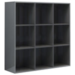Book Cabinet High Gloss Grey 98x30x98 cm Chipboard