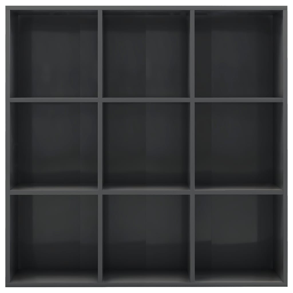 Book Cabinet High Gloss Grey 98x30x98 cm Chipboard