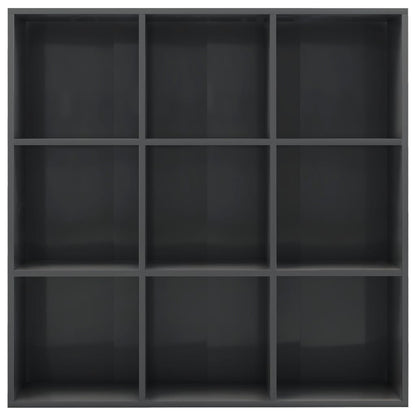 Book Cabinet High Gloss Grey 98x30x98 cm Chipboard