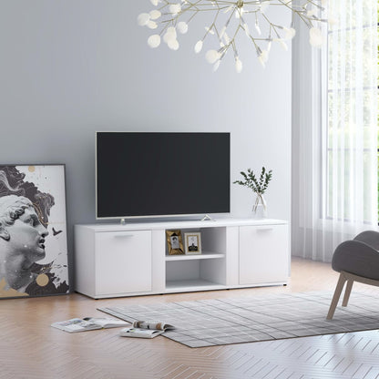 TV Cabinet White Chipboard - 120×34×37cm