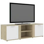 TV Cabinet White and Sonoma Oak 120x34x37 cm Chipboard