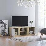 TV Cabinet White and Sonoma Oak 120x34x37 cm Chipboard