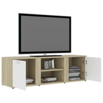 TV Cabinet White and Sonoma Oak 120x34x37 cm Chipboard