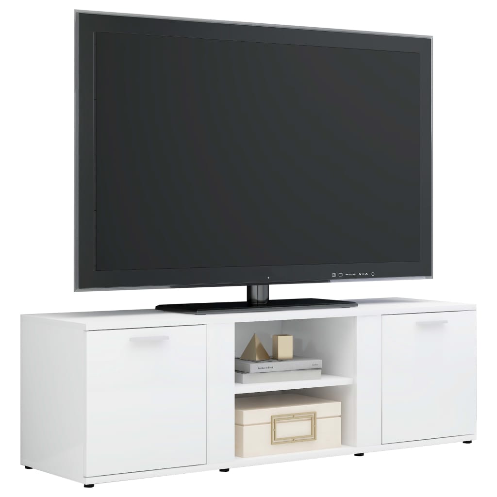 TV Cabinet High Gloss White 120x34x37 cm Chipboard