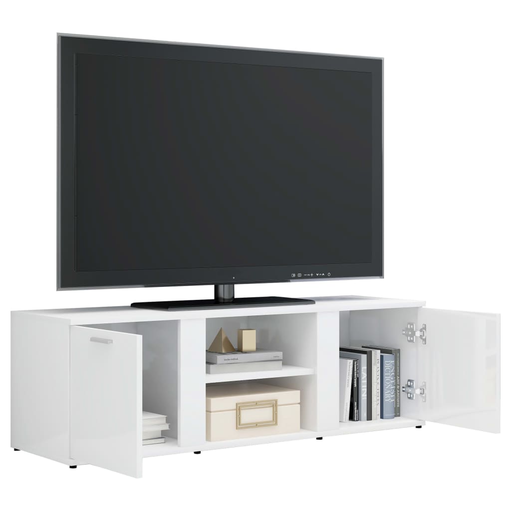 TV Cabinet High Gloss White 120x34x37 cm Chipboard