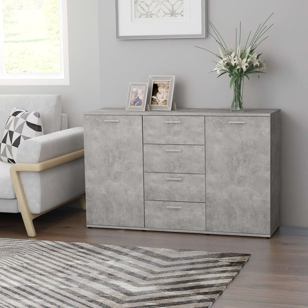  Sideboard Concrete Grey 120x35.5x75 cm Chipboard