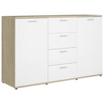 Sideboard White and Sonoma Oak 120x35.5x75 cm Chipboard