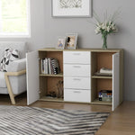Sideboard White and Sonoma Oak 120x35.5x75 cm Chipboard