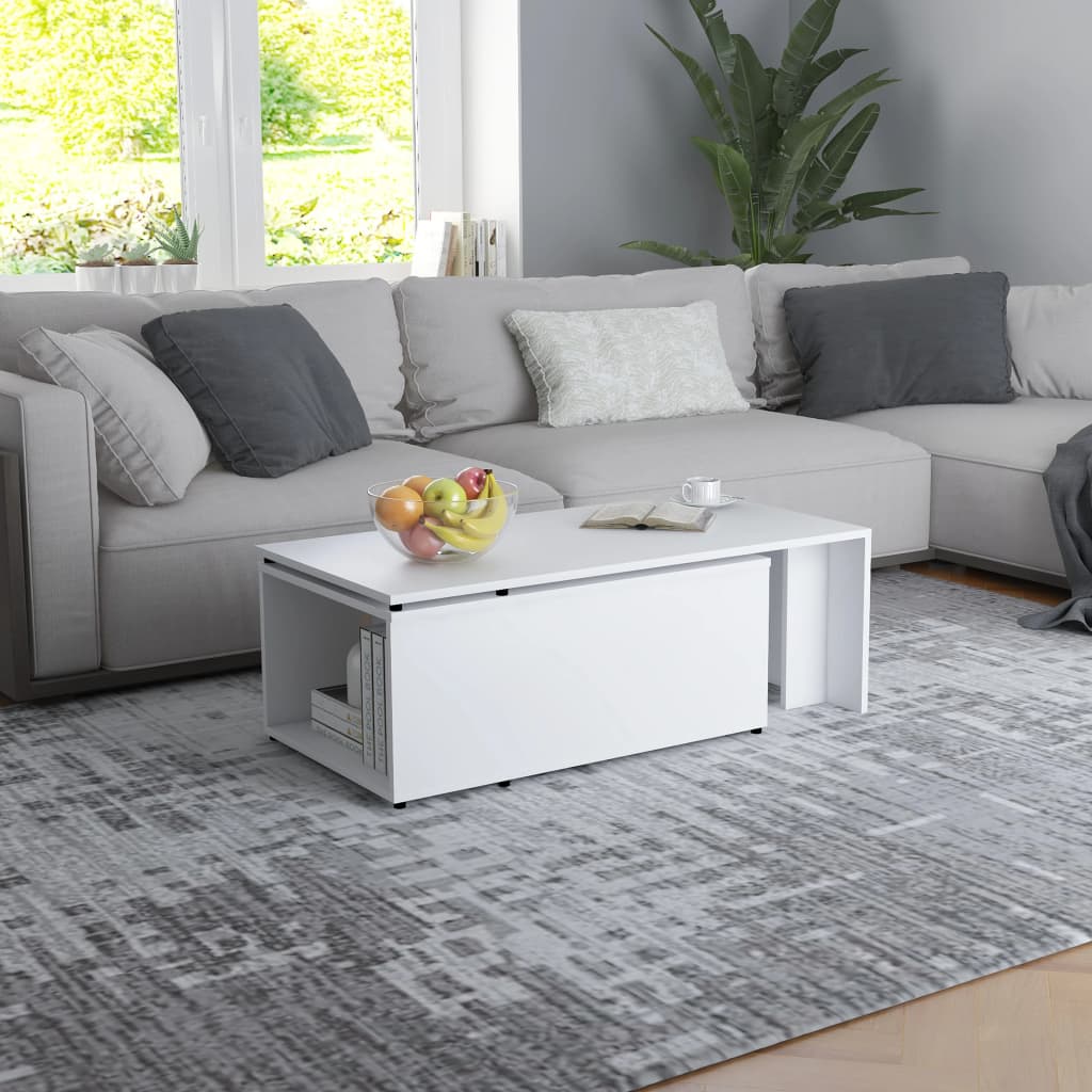 Coffee Table White 150x50x35 cm Chipboard