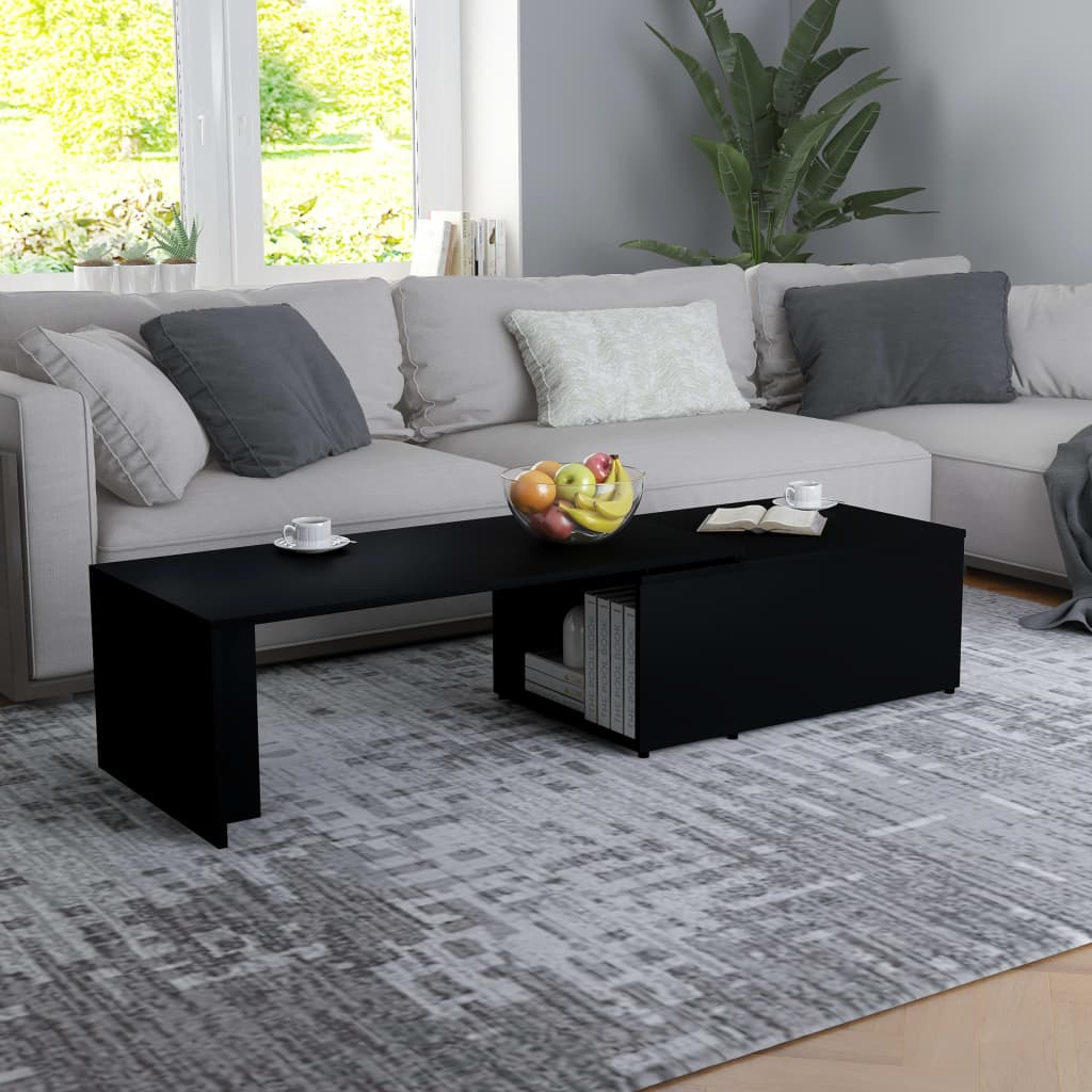 Coffee Table Black 150x50x35 cm Chipboard