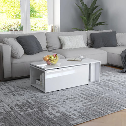 Coffee Table High Gloss White 150x50x35 cm Chipboard