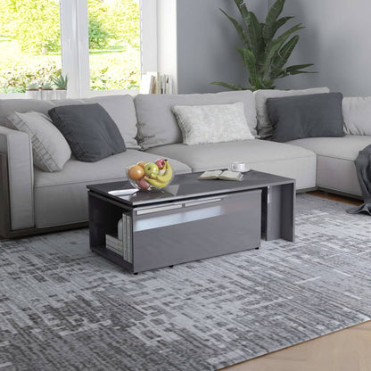 Coffee Table High Gloss Grey 150x50x35 cm Chipboard