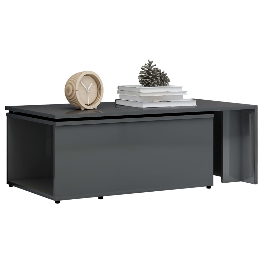 Coffee Table High Gloss Grey 150x50x35 cm Chipboard