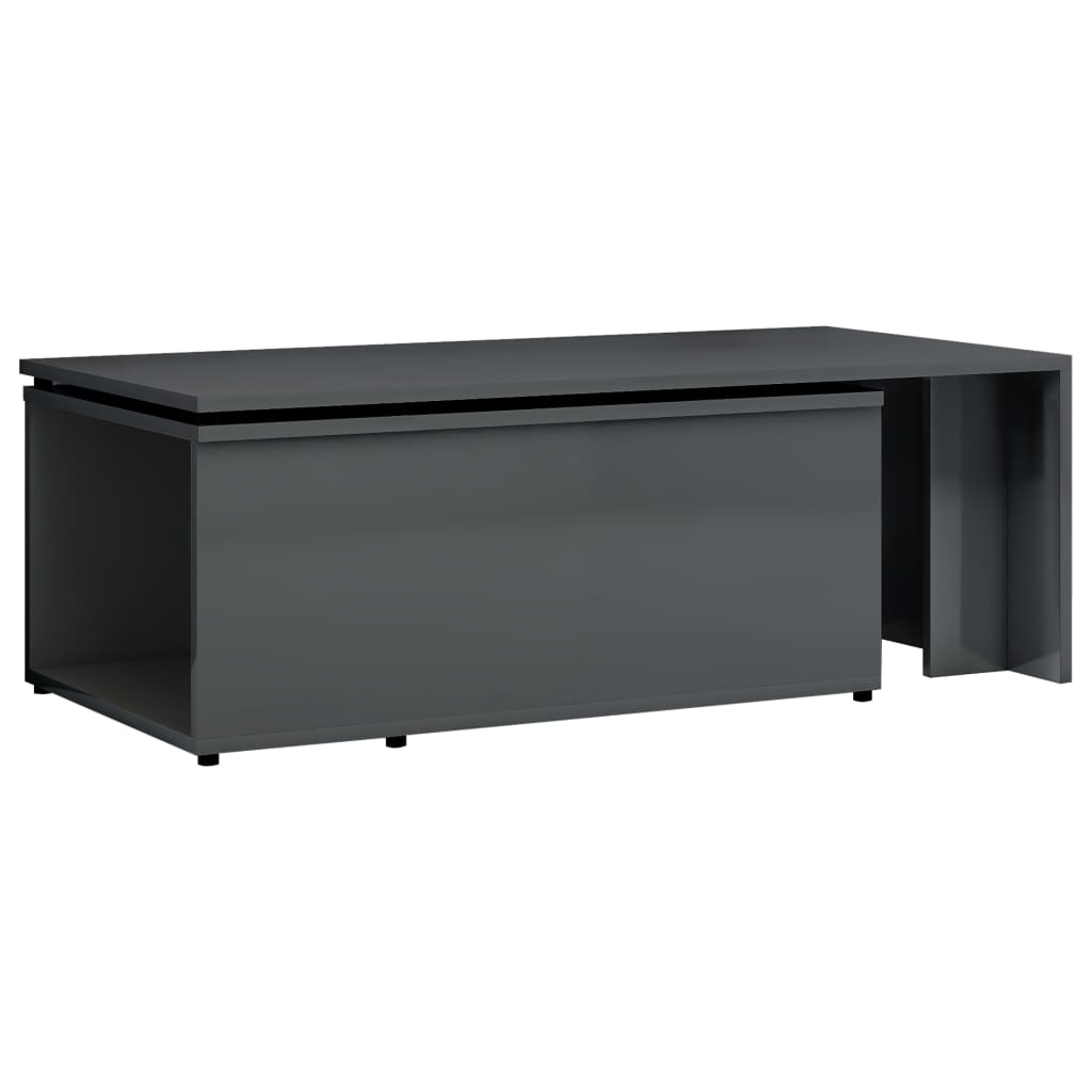 Coffee Table High Gloss Grey 150x50x35 cm Chipboard