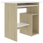 Desk White and Sonoma Oak 80x45x74 cm Chipboard