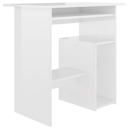 Desk High Gloss White Chipboard - 80×45×74cm