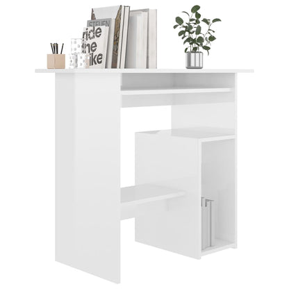 Desk High Gloss White Chipboard - 80×45×74cm