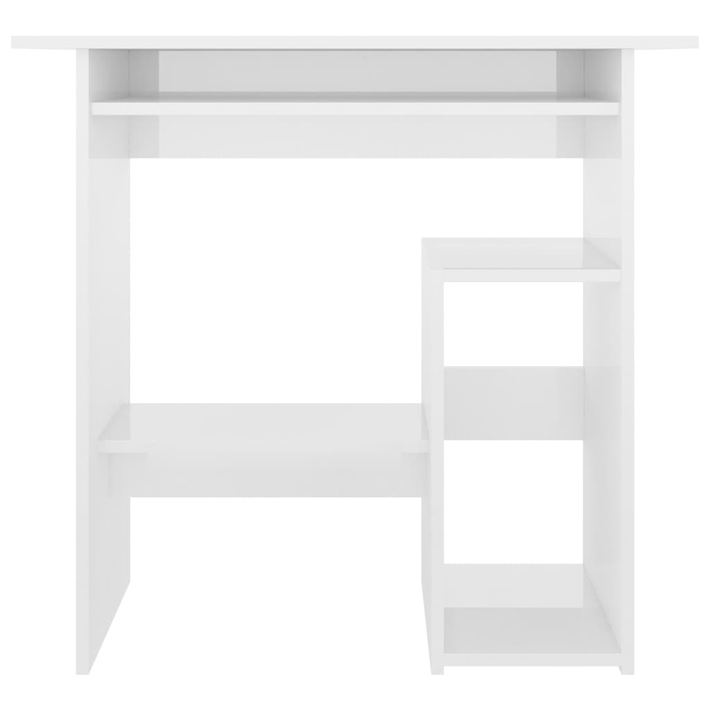 Desk High Gloss White Chipboard - 80×45×74cm