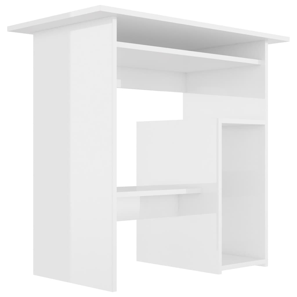 Desk High Gloss White Chipboard - 80×45×74cm