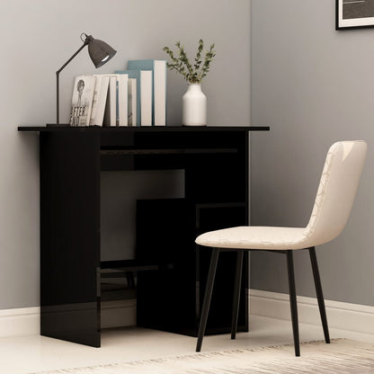 Desk High Gloss Black 80x45x74 cm Chipboard