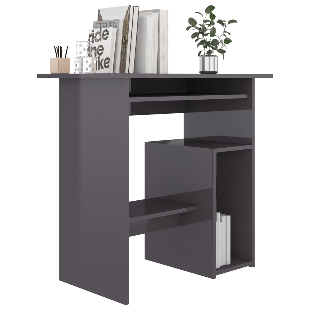 Desk High Gloss Grey 80x45x74 cm Chipboard