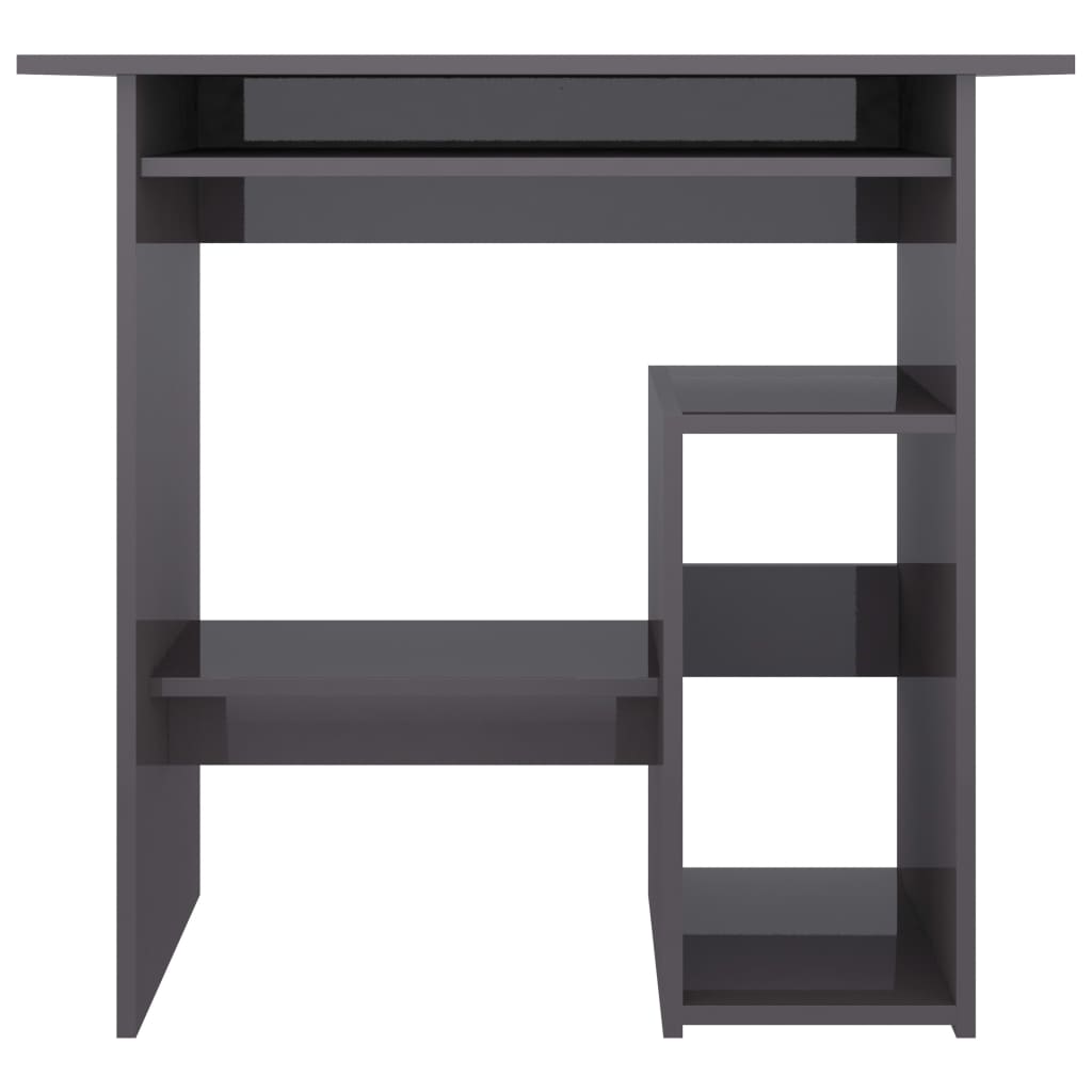 Desk High Gloss Grey 80x45x74 cm Chipboard