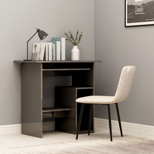  Desk High Gloss Grey 80x45x74 cm Chipboard